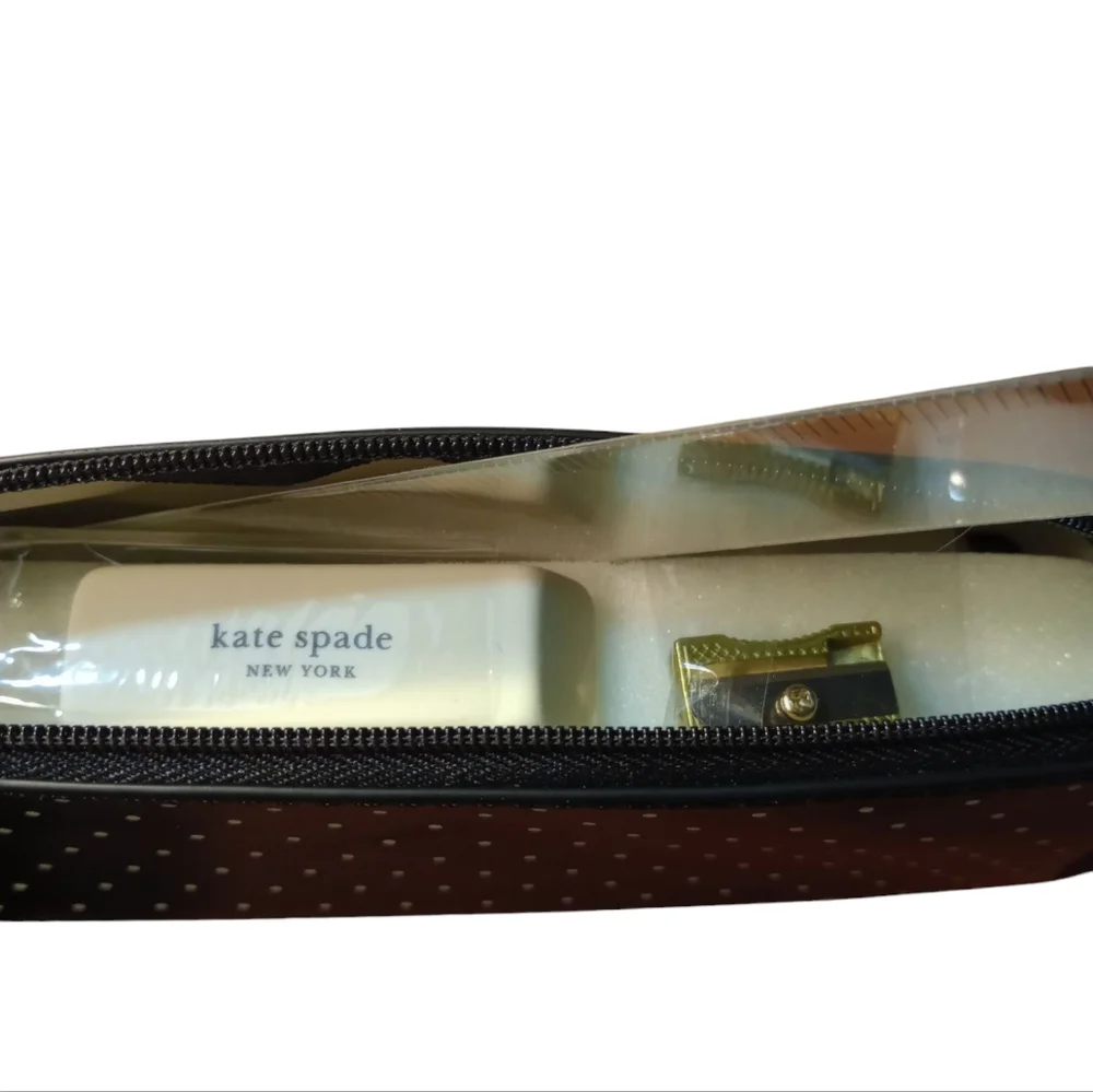 kate spade Black and White Polka dots Cosmetic Case or Pencil Case NWT